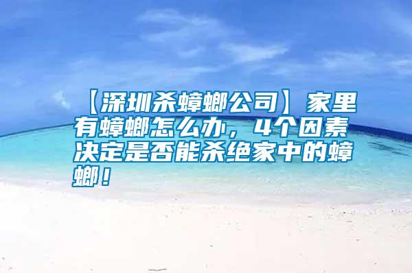 【深圳殺蟑螂公司】家里有蟑螂怎么辦，4個因素決定是否能殺絕家中的蟑螂！