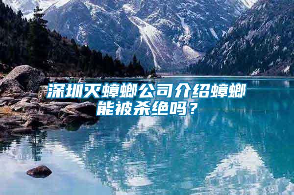 深圳滅蟑螂公司介紹蟑螂能被殺絕嗎？