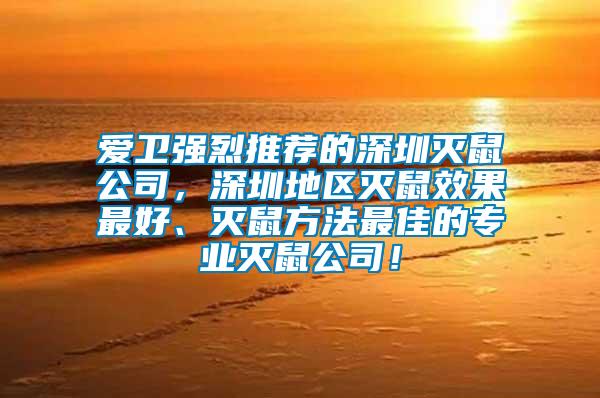 愛衛(wèi)強(qiáng)烈推薦的深圳滅鼠公司，深圳地區(qū)滅鼠效果最好、滅鼠方法最佳的專業(yè)滅鼠公司！