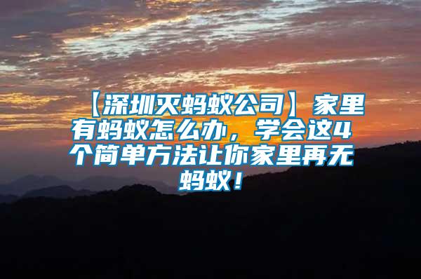 【深圳滅螞蟻公司】家里有螞蟻怎么辦，學(xué)會這4個簡單方法讓你家里再無螞蟻！
