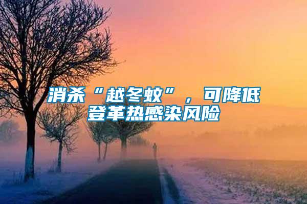 消殺“越冬蚊”，可降低登革熱感染風(fēng)險(xiǎn)
