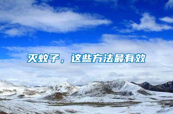 滅蚊子，這些方法最有效