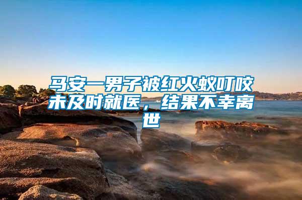 馬安一男子被紅火蟻叮咬未及時就醫(yī)，結(jié)果不幸離世