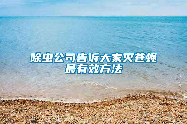 除蟲(chóng)公司告訴大家滅蒼蠅最有效方法