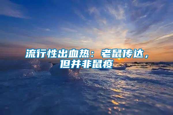 流行性出血熱：老鼠傳達(dá)，但并非鼠疫