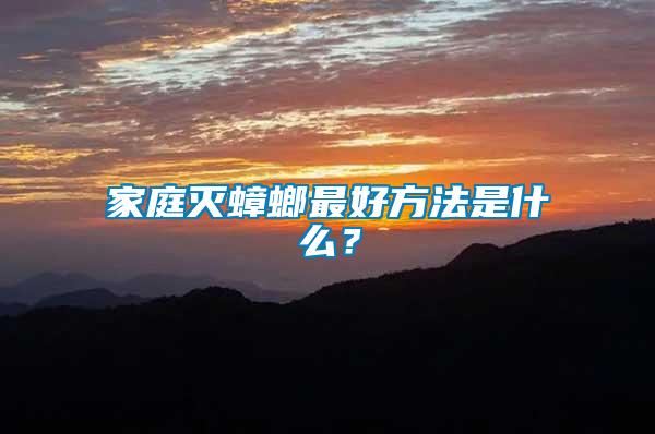 家庭滅蟑螂最好方法是什么？