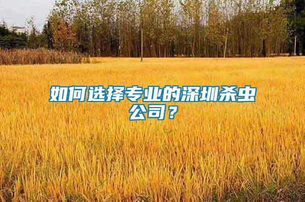 如何選擇專業(yè)的深圳殺蟲公司？