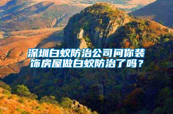 深圳白蟻防治公司問你裝飾房屋做白蟻防治了嗎？