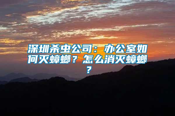 深圳殺蟲公司：辦公室如何滅蟑螂？怎么消滅蟑螂？