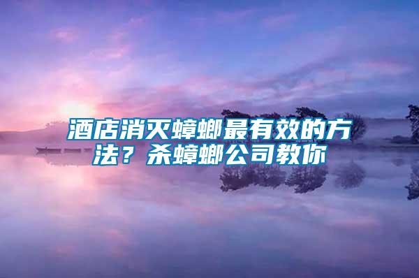 酒店消滅蟑螂最有效的方法？殺蟑螂公司教你