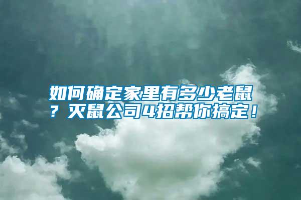 如何確定家里有多少老鼠？滅鼠公司4招幫你搞定！