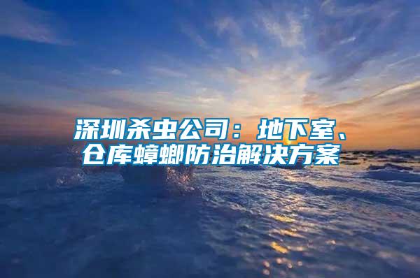 深圳殺蟲(chóng)公司：地下室、倉(cāng)庫(kù)蟑螂防治解決方案