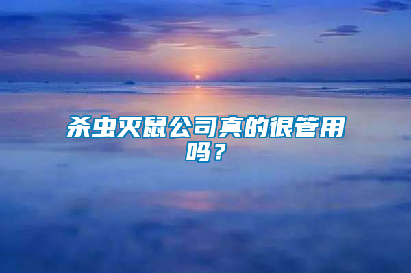 殺蟲滅鼠公司真的很管用嗎？