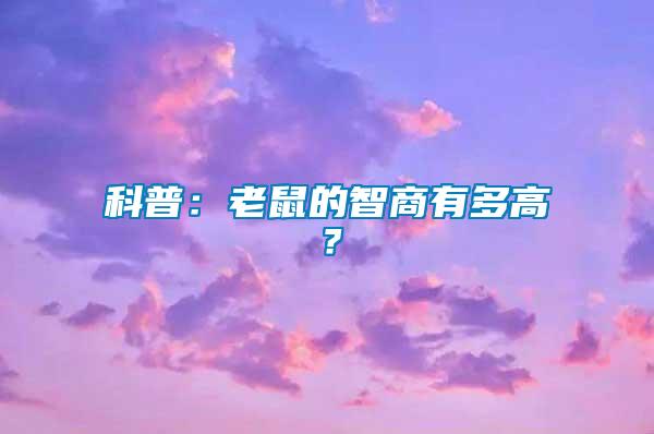 科普：老鼠的智商有多高？