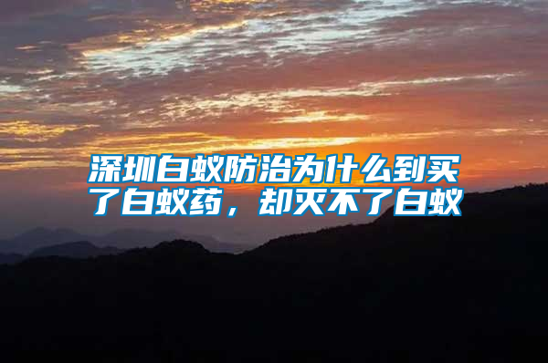 深圳白蟻防治為什么到買了白蟻藥，卻滅不了白蟻