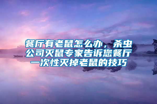 餐廳有老鼠怎么辦，殺蟲(chóng)公司滅鼠專家告訴您餐廳一次性滅掉老鼠的技巧